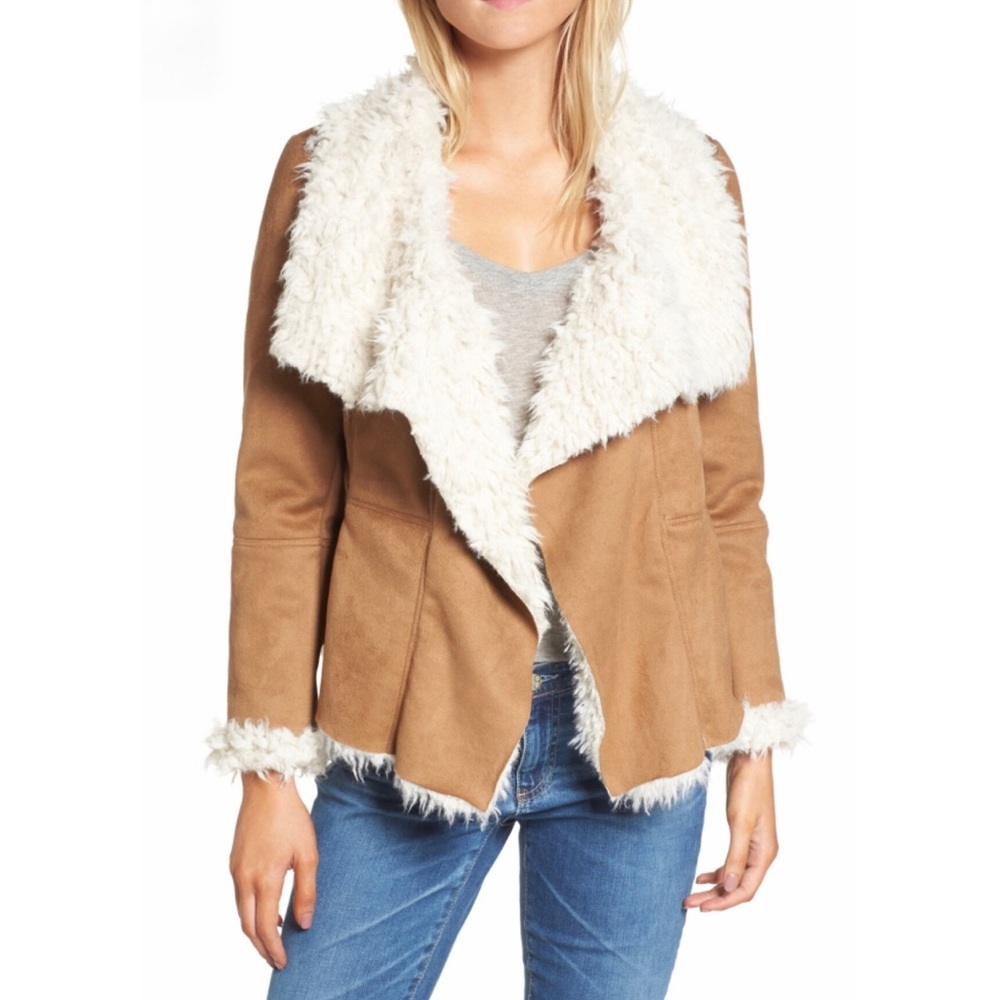 BB Dakota Fawn Suede Shearling Jacket Small ✨